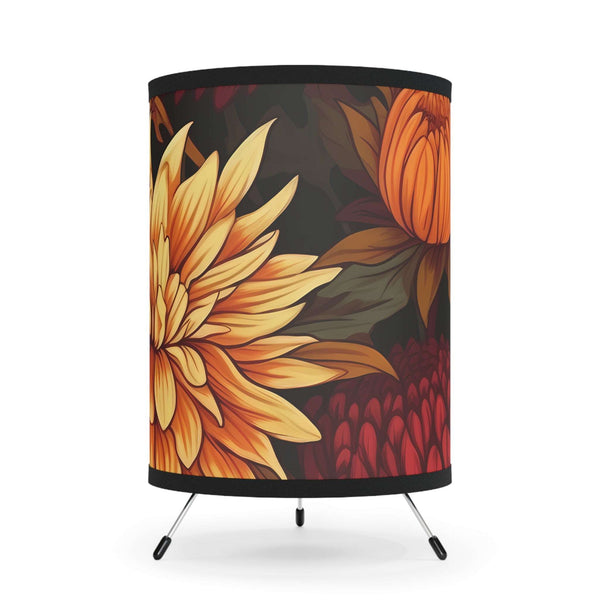 Autumn Floral Tripod Lamp with High-Res Printed Shade, USCA plug