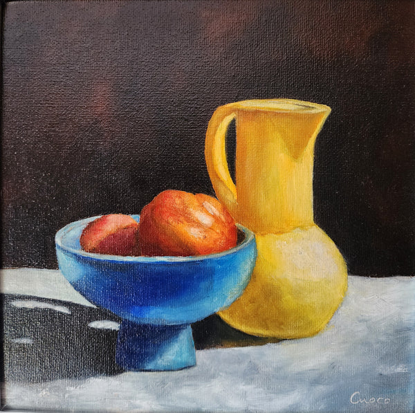 Peach Bowl with Yellow Pitcher