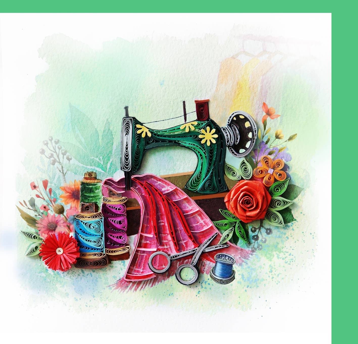Quilled Sewing Card