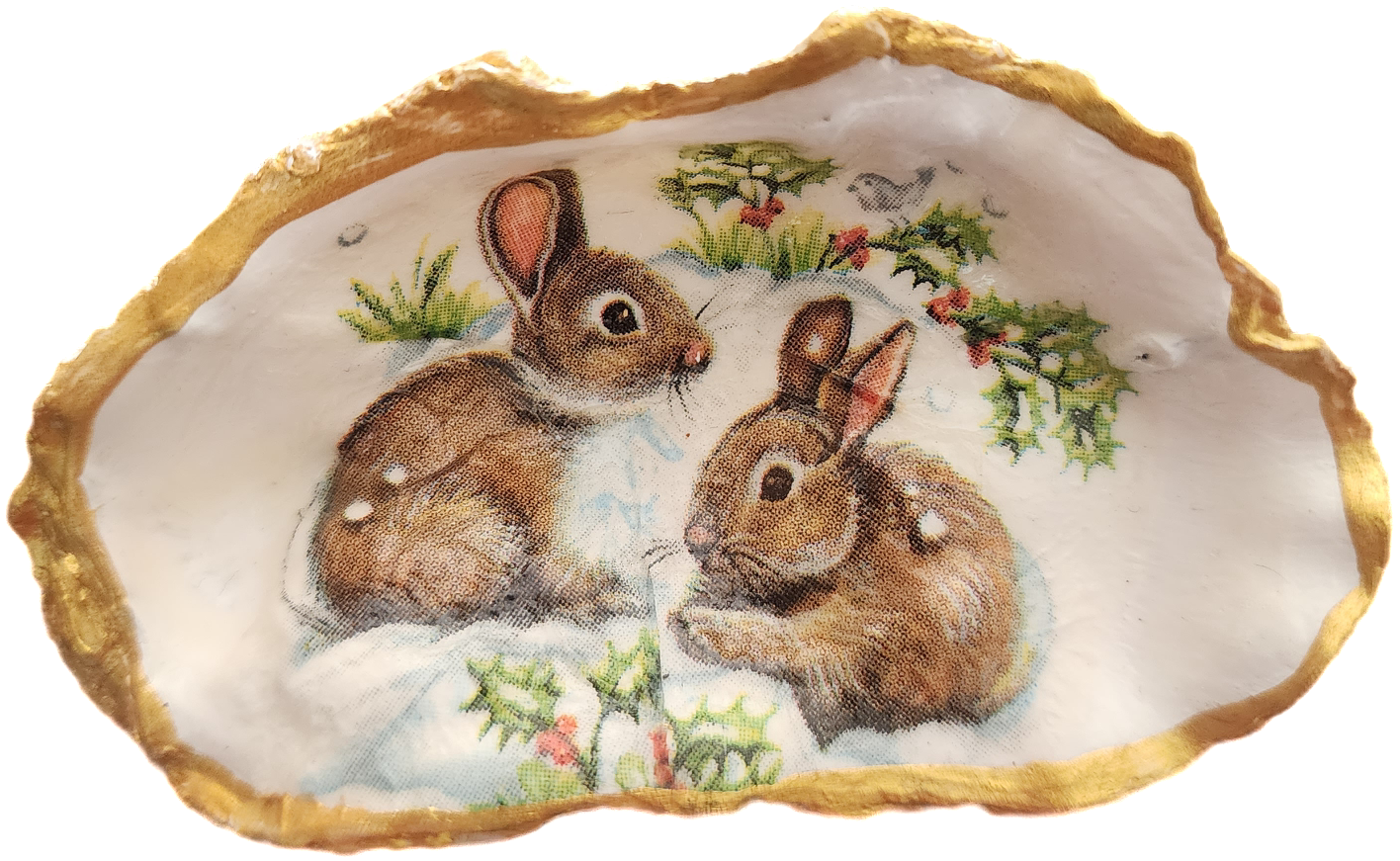 Winter Bunny Oyster Shell