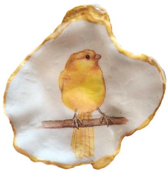 Yellow Canary Bird Oyster Shell Trinket - SOLD