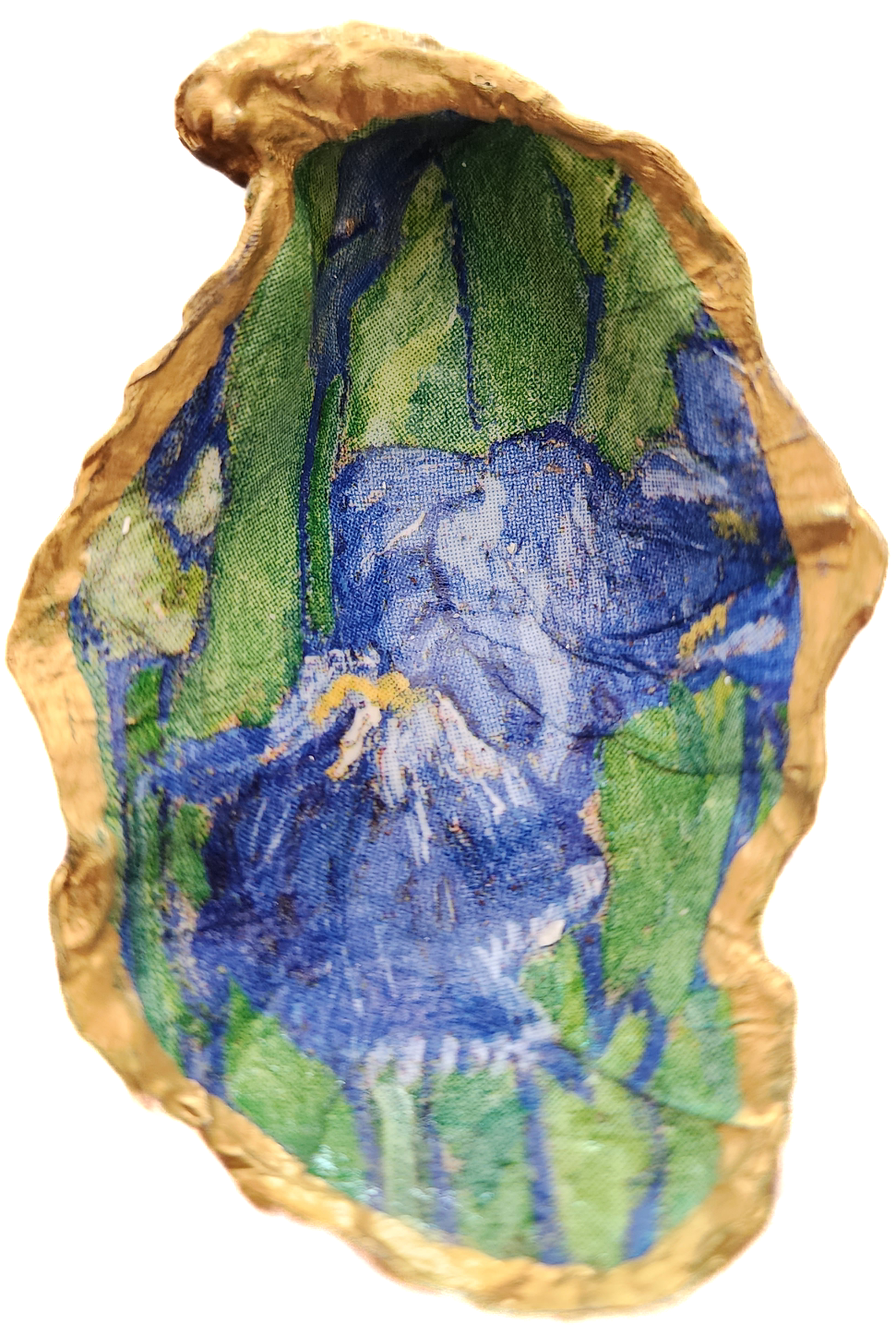 Van Gogh Iris Oyster Shell Trinket Dish - SOLD