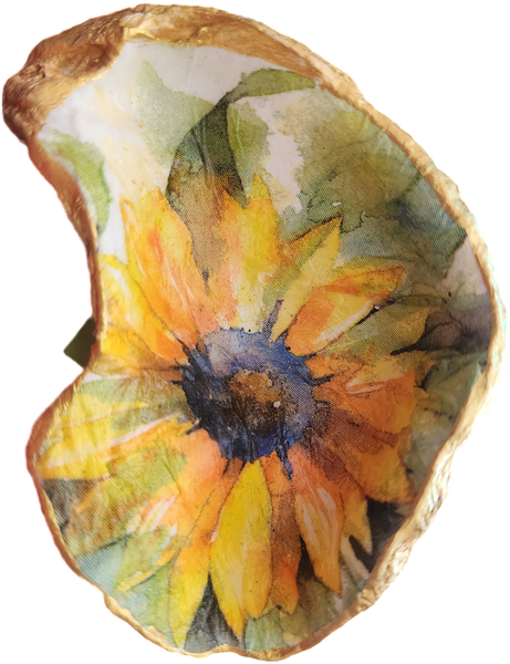 Sunflower Oyster Shell Trinket Dish - SOLD