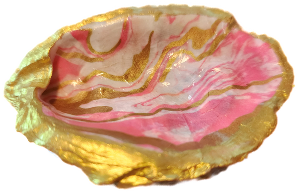 PInk, White & Gold Oyster Trinket Dish