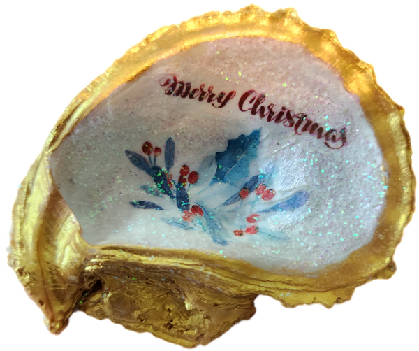 Merry Christmas Oyster Trinket Dish - SOLD