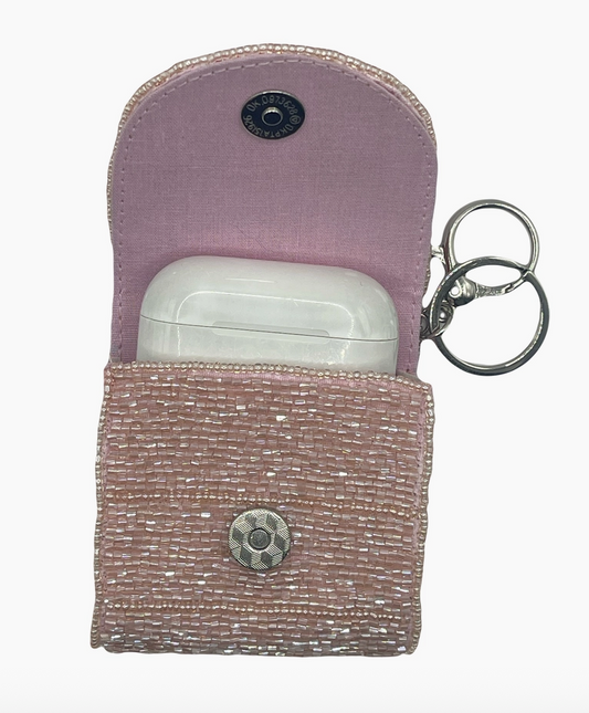 Daisy Beaded AirPod Holder Key Ring