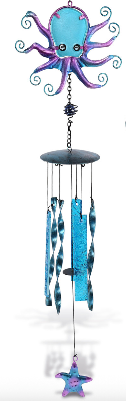 Metal Octopus with Glass Chimes
