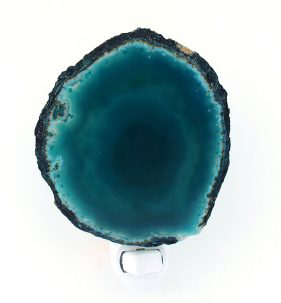 Teal Agate Slice Hand-crafted Night Light