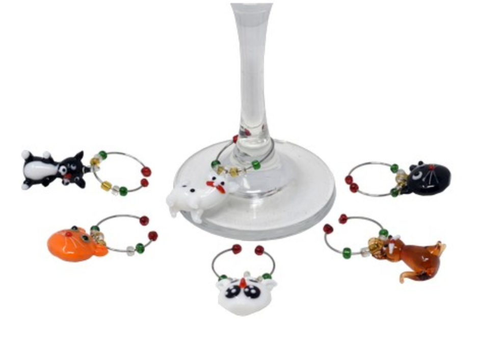 Glass Cat Drink Charms