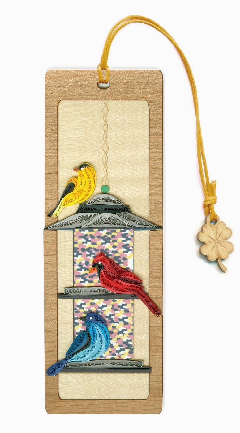 Quilled Birds on the Feeder Bookmark