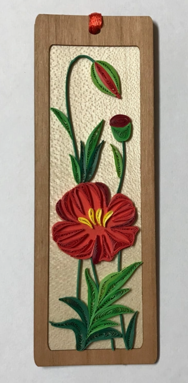 Quilled Red Hibiscus Bookmark