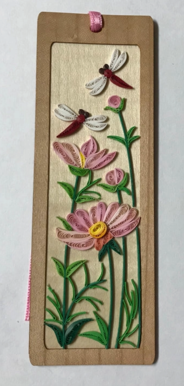 Quilled Flowers & Dragonflies Bookmark