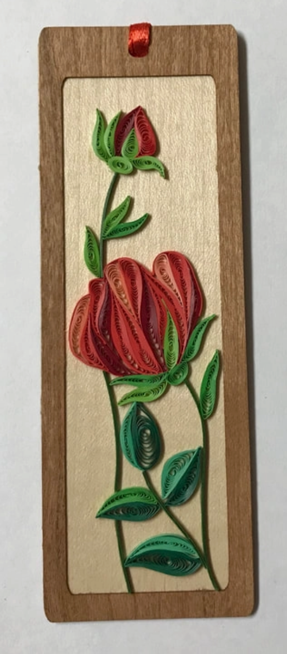 Quilled Red Roses Bookmark