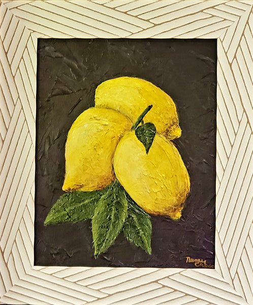 Three Lemons Acrylic Painting - SOLD