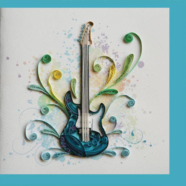 Quilled Guitar Instrument Card
