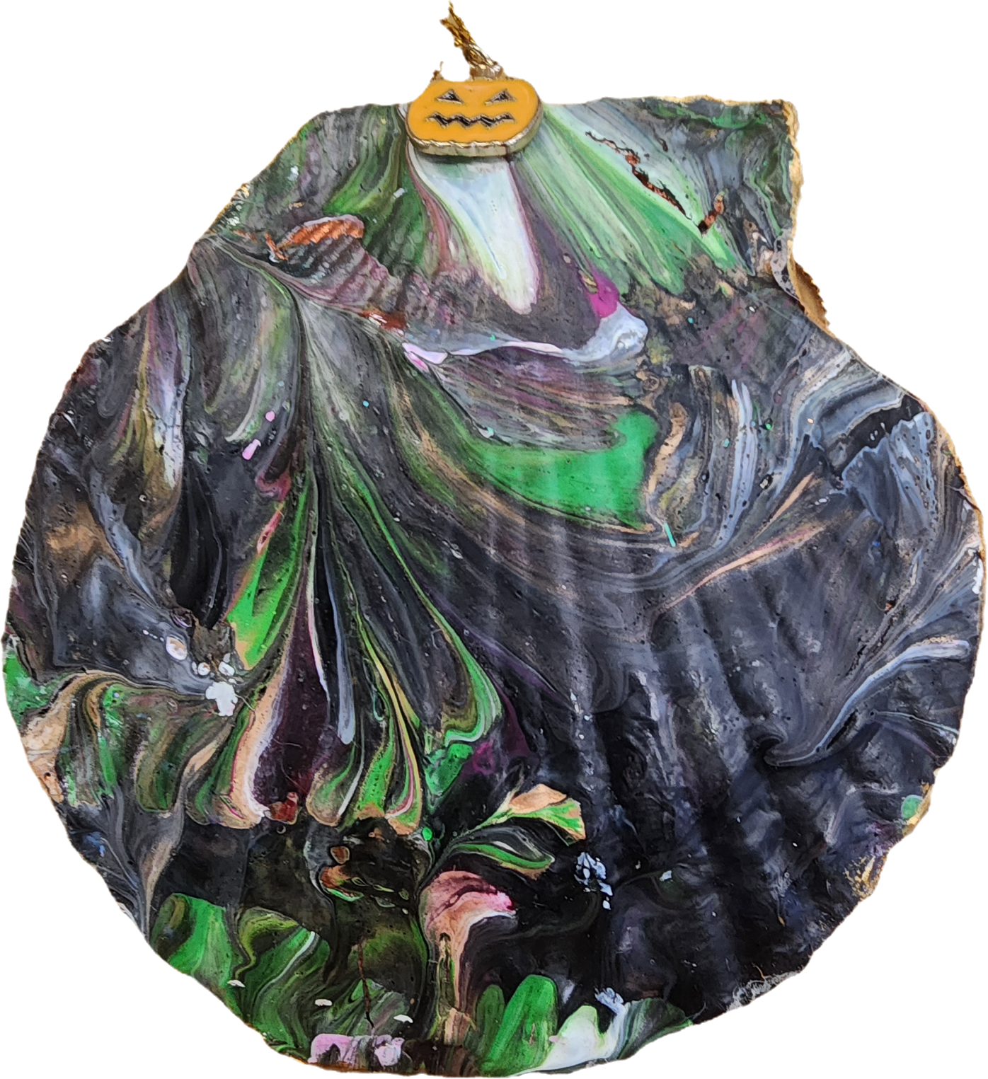 Skull with purple flowers - Sold