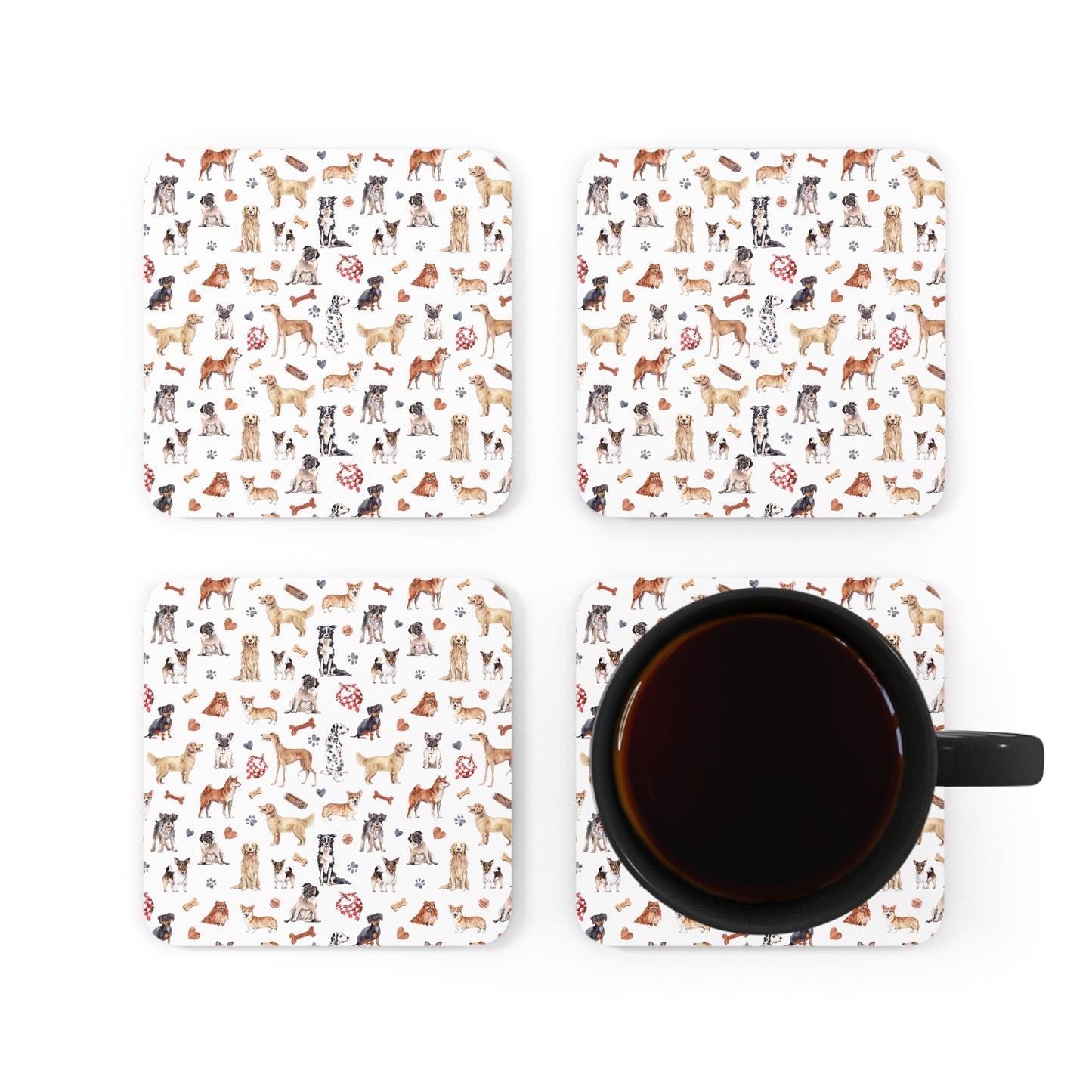 Doggy Love Corkwood Coaster Set