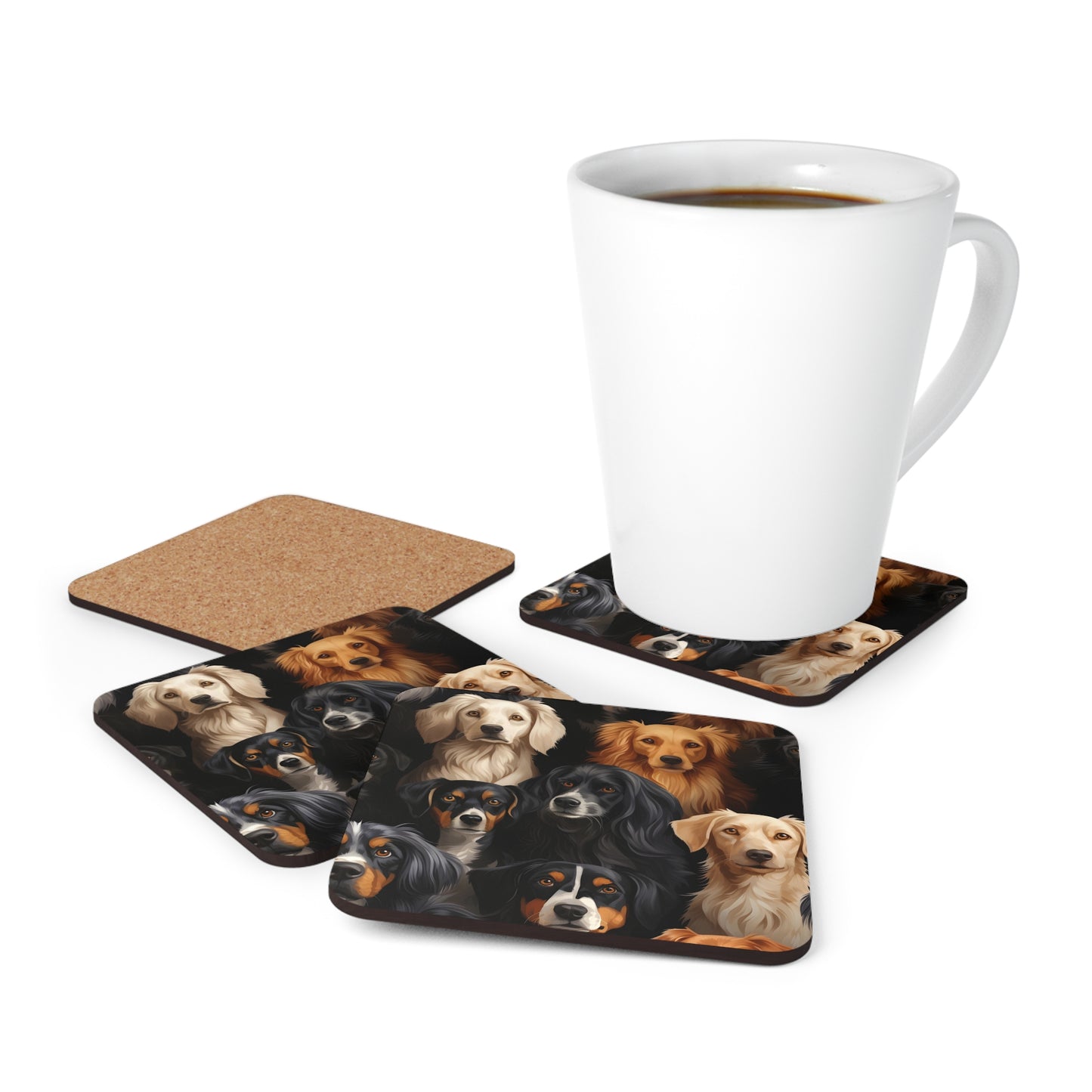 Pop Up Pups Corkwood Coaster Set