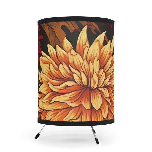 Autumn Floral Tripod Lamp with High-Res Printed Shade, USCA plug