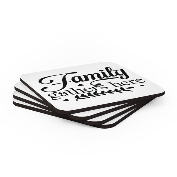 Copy of Family Gathers Here Corkwood Coaster Set