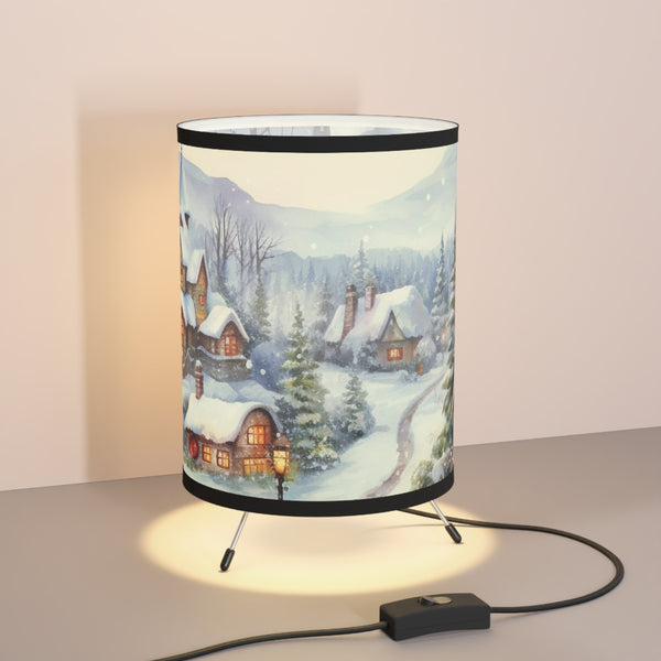 Christmas Village Tripod Lamp with High-Res Printed Shade, US\CA plug
