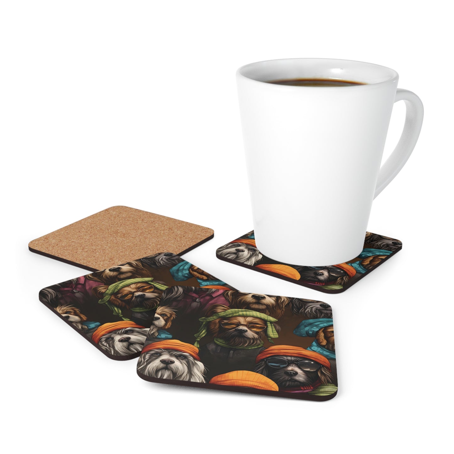 Hippy Senior Dog Corkwood Coaster Set