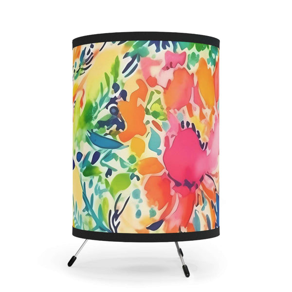 Floral Tripod Lamp with High-Res Printed Shade, USCA plug