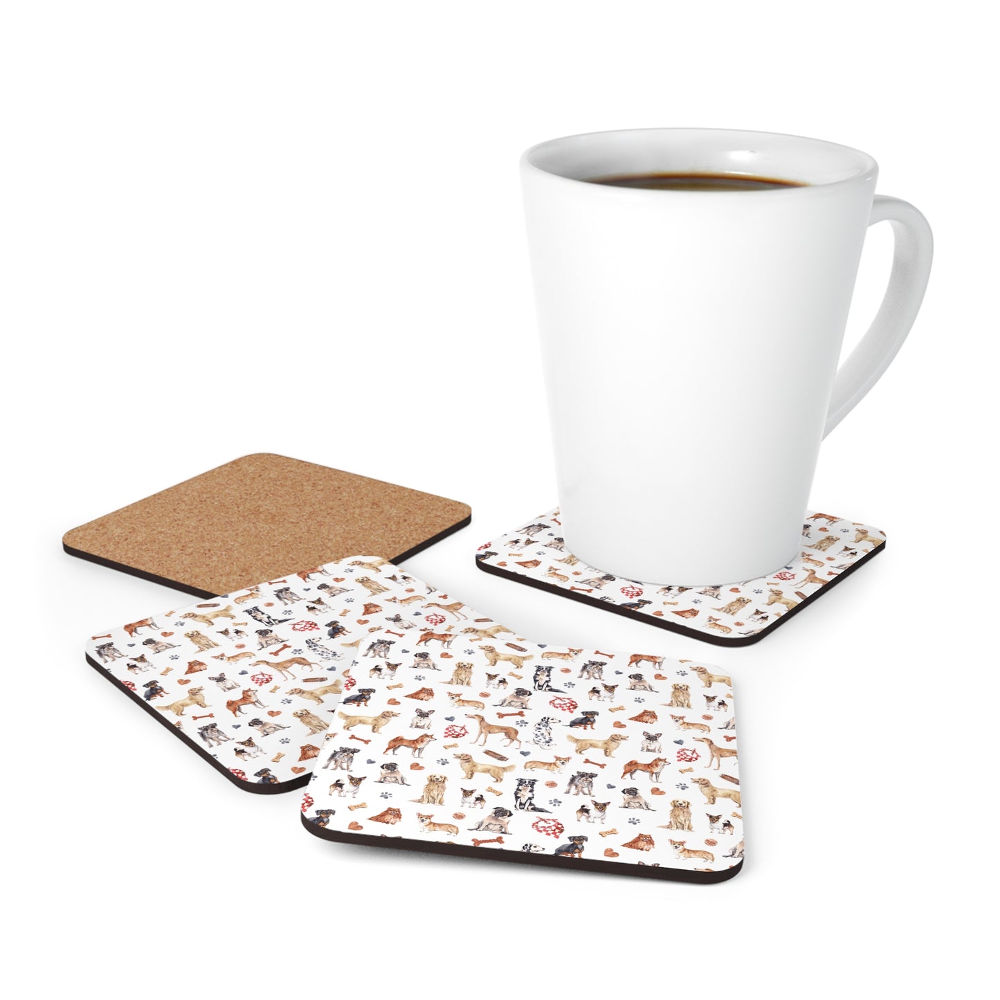 Doggy Love Corkwood Coaster Set