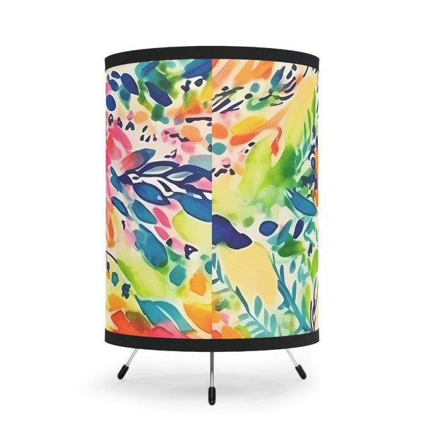 Floral Tripod Lamp with High-Res Printed Shade, USCA plug