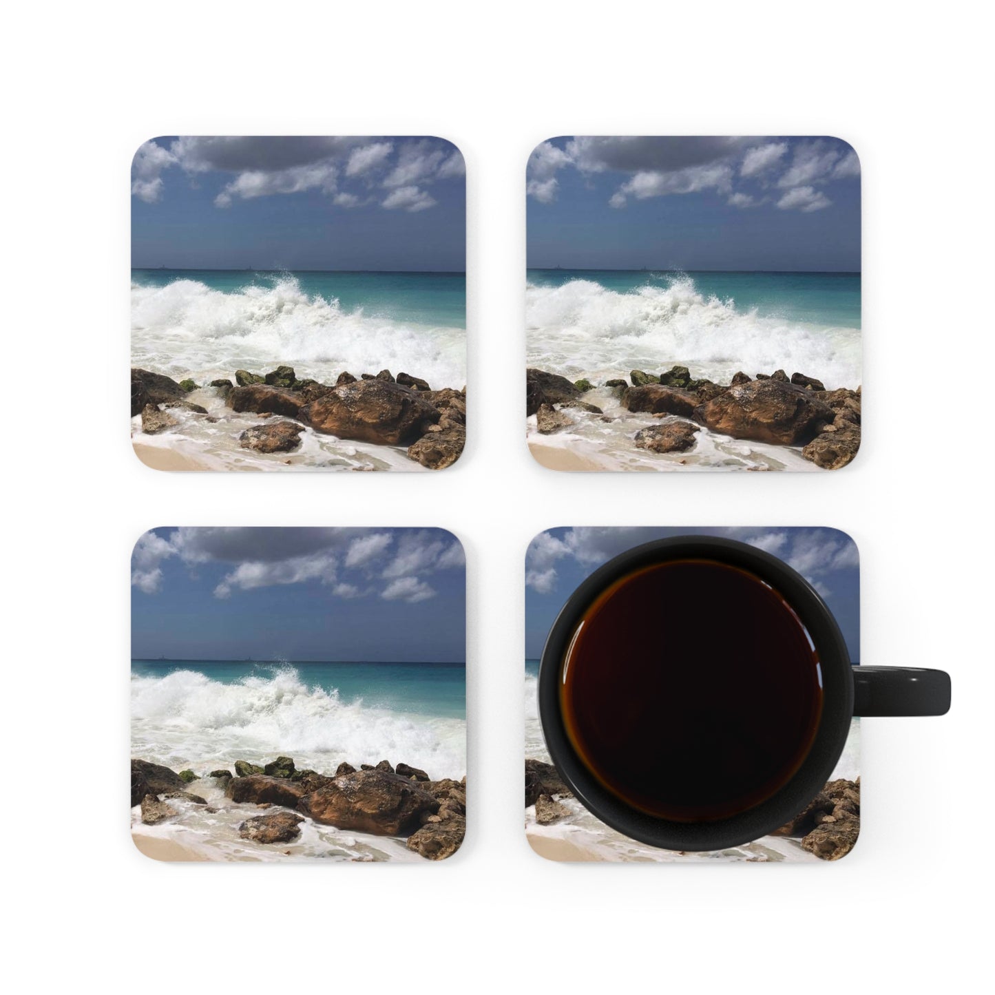 Crashing Waves Corkwood Coaster Set