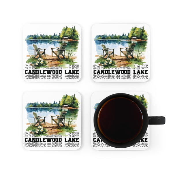 Candlewood Lake Summer Corkwood Coaster Set
