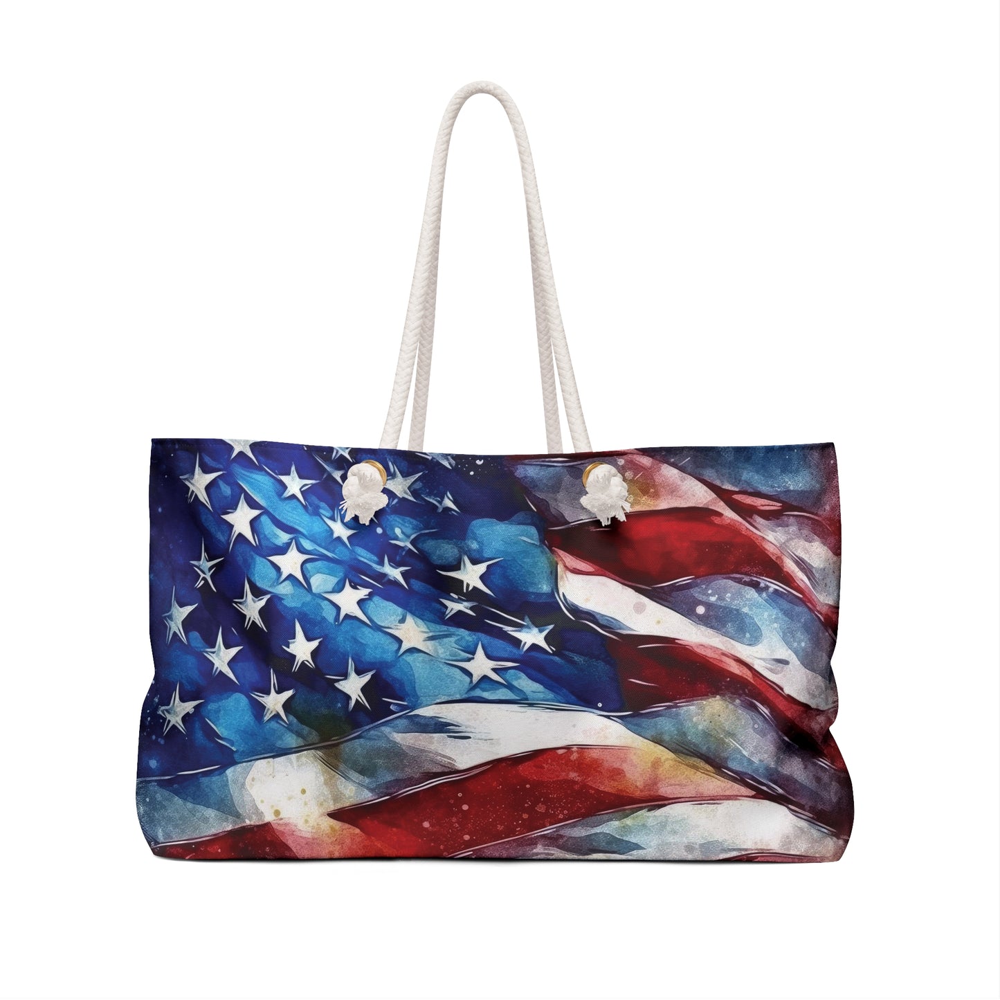 Watercolor American Flag Weekender Bag