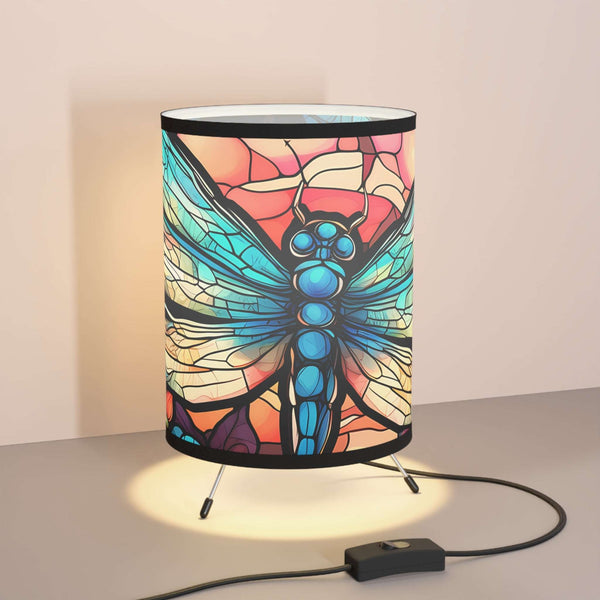 Dragonfly Tripod Lamp with High-Res Printed Shade, USCA plug