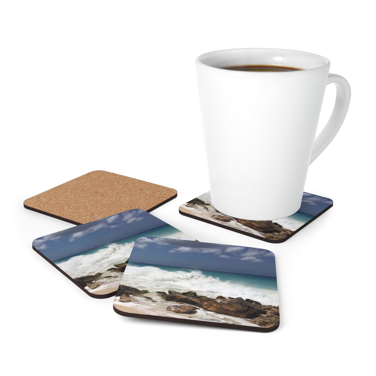 Crashing Waves Corkwood Coaster Set