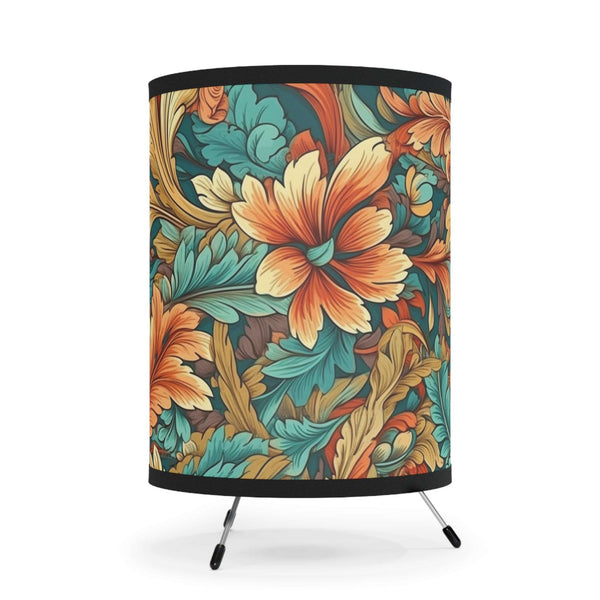 Boho Florals Tripod Lamp with High-Res Printed Shade, USCA plug