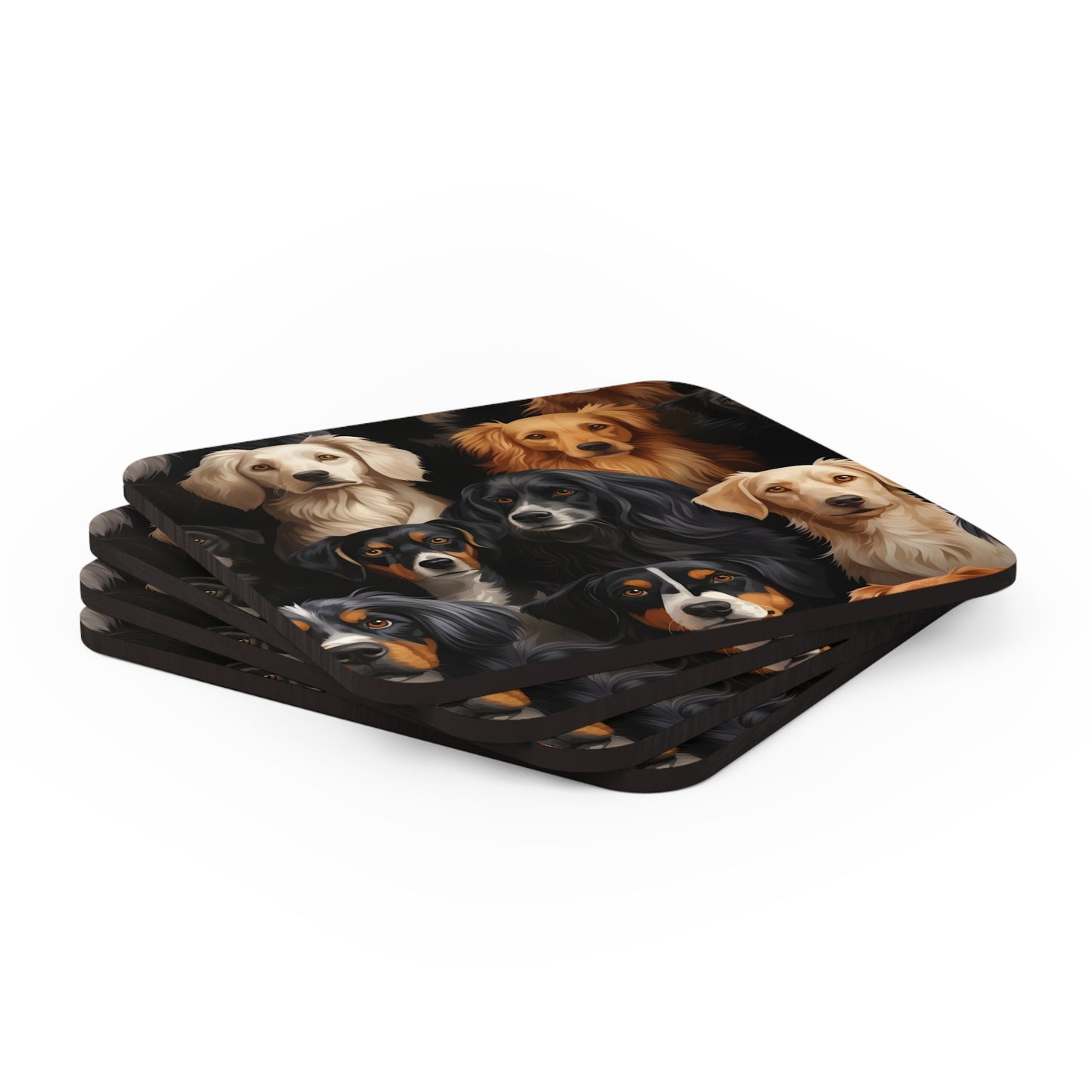 Pop Up Pups Corkwood Coaster Set