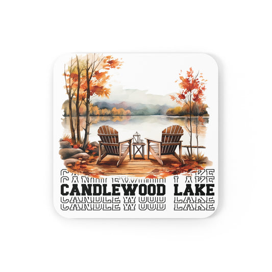 Candlewood Lake In the Fall Corkwood Coaster Set