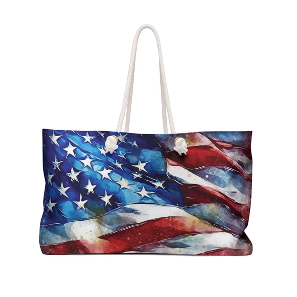 Watercolor American Flag Weekender Bag