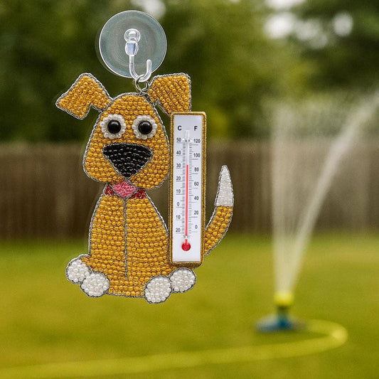 Beaded Dog Window Thermometer