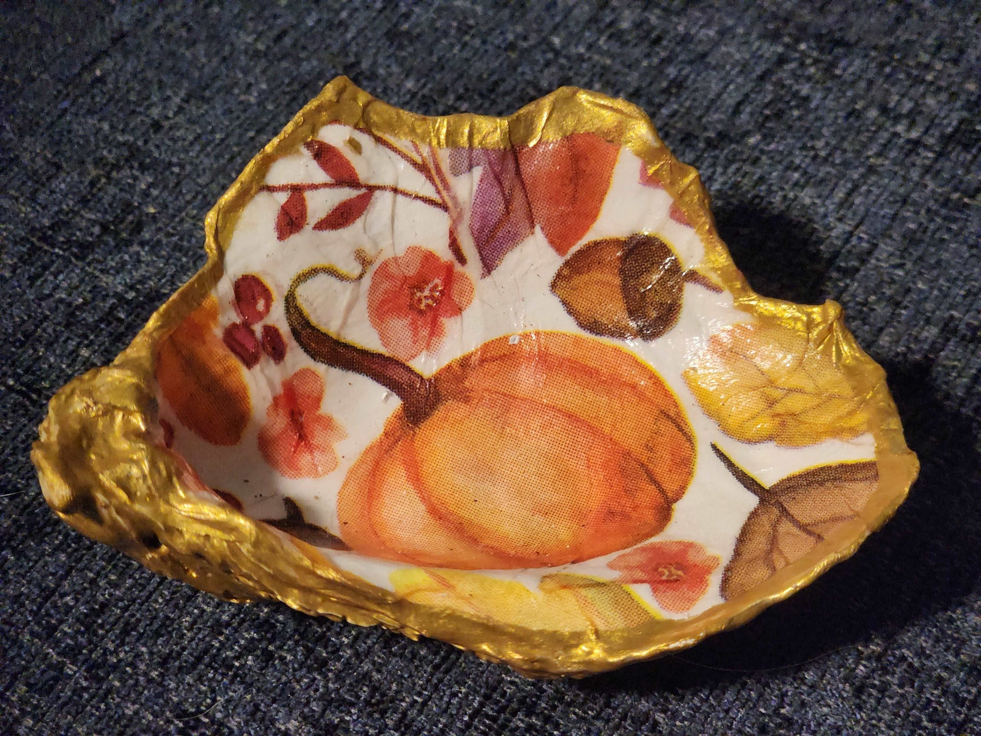 Fall Foliage Oyster Shell Trinket Dish