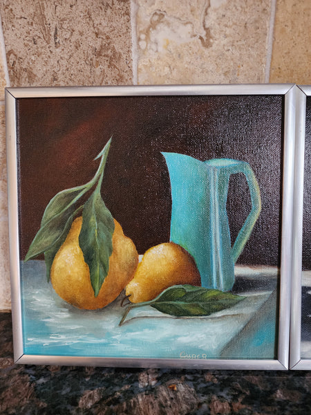 Pears with Teal Pitcher