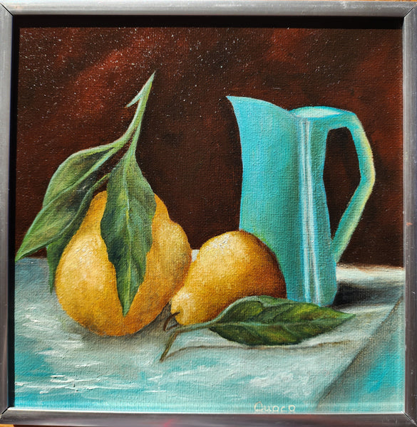 Pears with Teal Pitcher