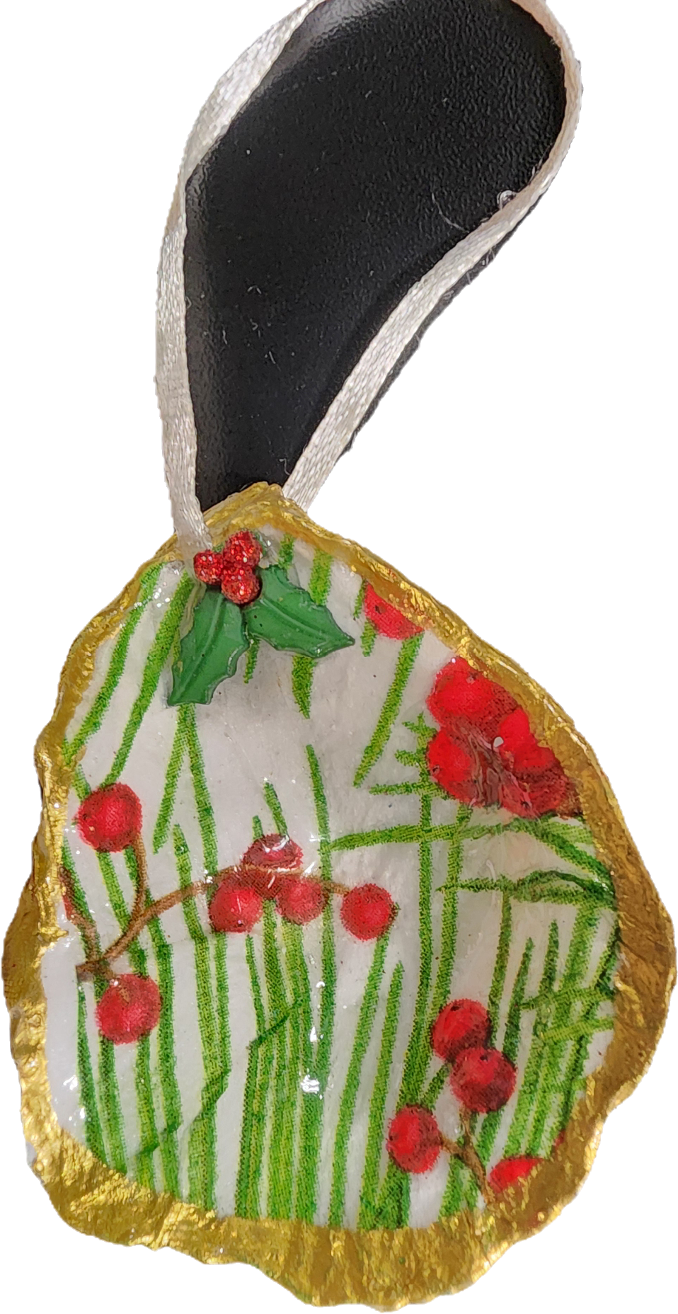 Holly Berry Oyster Shell Ornament 🐚 ✨️