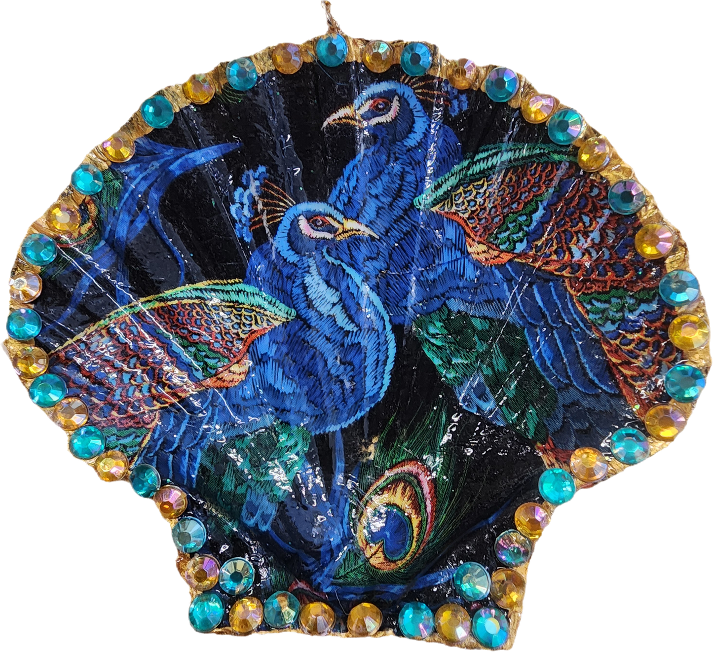 Peacock Clam Shell Trinket Dish
