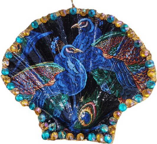 Peacock Clam Shell Trinket Dish