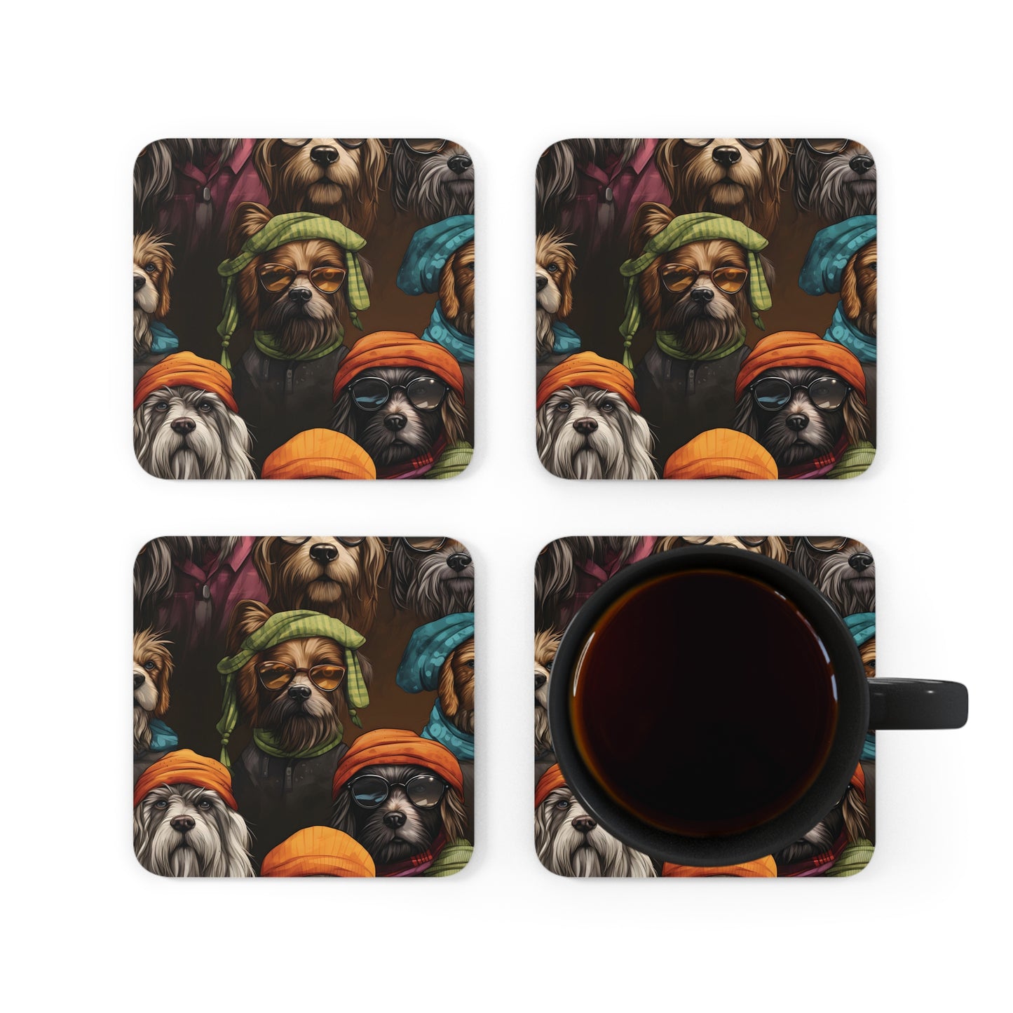 Hippy Senior Dog Corkwood Coaster Set