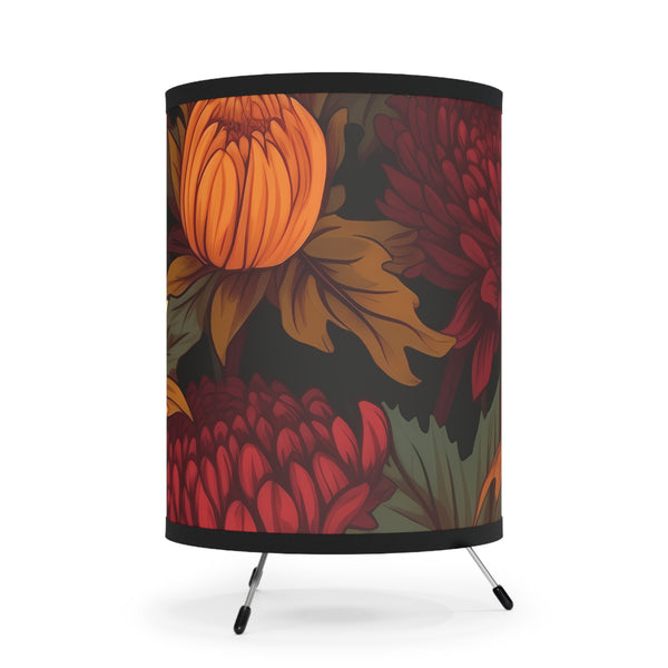 Autumn Floral Tripod Lamp with High-Res Printed Shade, US\CA plug