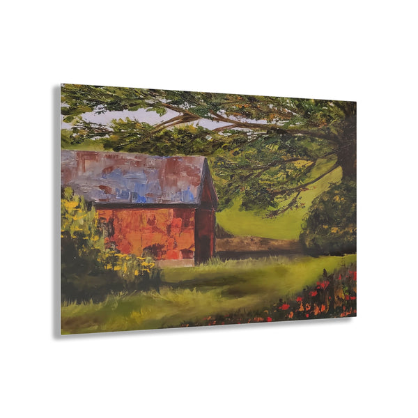 Red Barn Oil Painting Acrylic Print