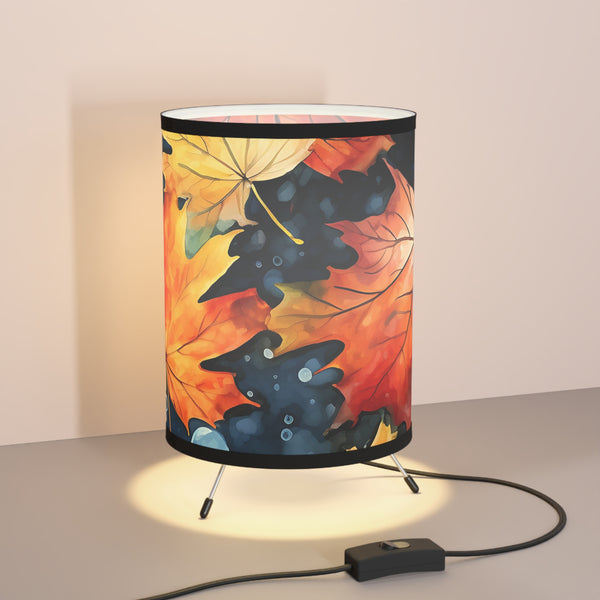 Autumn Leaves Tripod Lamp with High-Res Printed Shade, US\CA plug