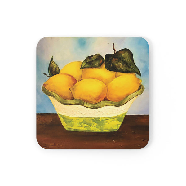 Lemon Bowl Corkwood Coaster Set